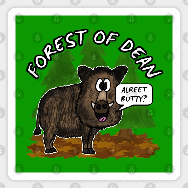 Forest Of Dean Wild Boar Funny Gloucestershire Magnet by doodlerob